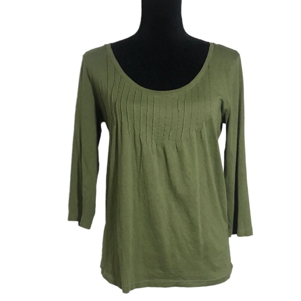 J.Crew 3/4 Sleeve Scoop Neck 3/4 Sleeve Pullover Top in Green - Sz M